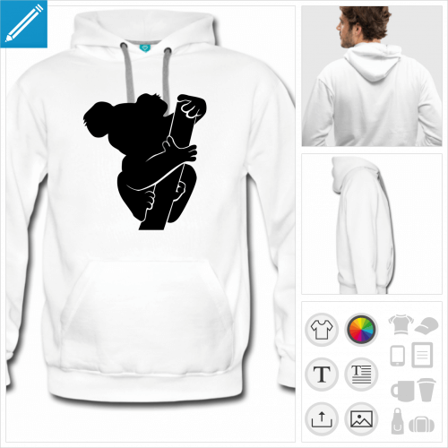 hoodie homme koala branche  imprimer en ligne