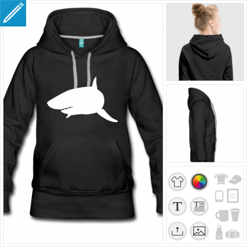 hoodie bleu marine requin  crer en ligne