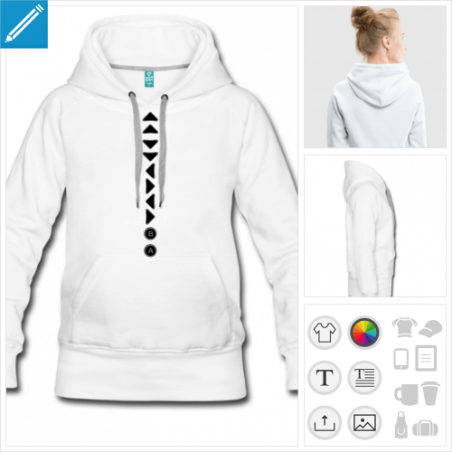 sweat-shirt  capuche konami code personnalisable, impression  l'unit