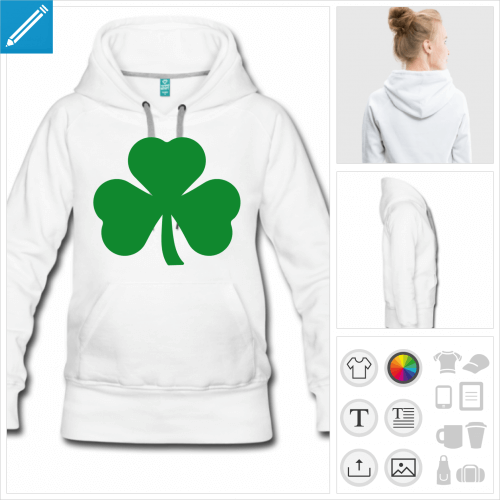 hoodie blanc Irlande  personnaliser