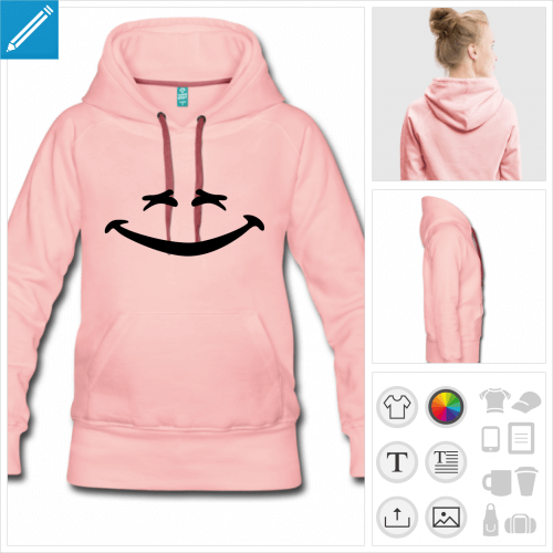 hoodie noir smiley rigolo  imprimer en ligne