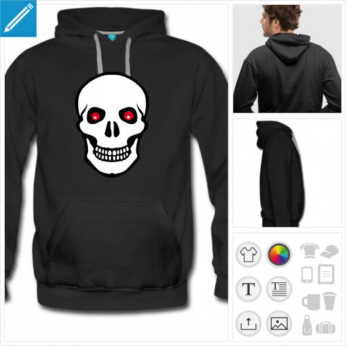 hoodie noir pirate drapeau  personnaliser en ligne