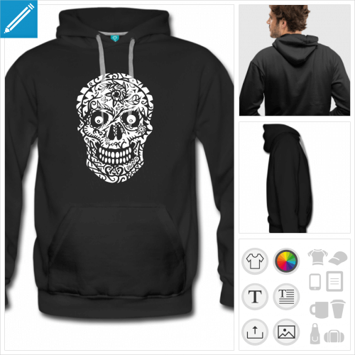 sweat  capuche tte de mort personnalisable