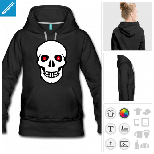 hoodie tte de mort yeux rouges  personnaliser et imprimer en ligne