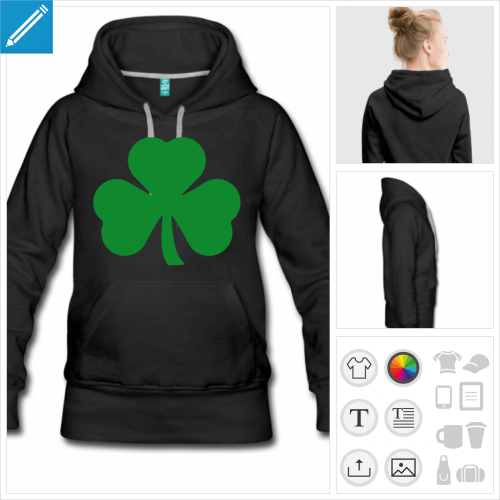 hoodie femme trfle irlandais personnalisable