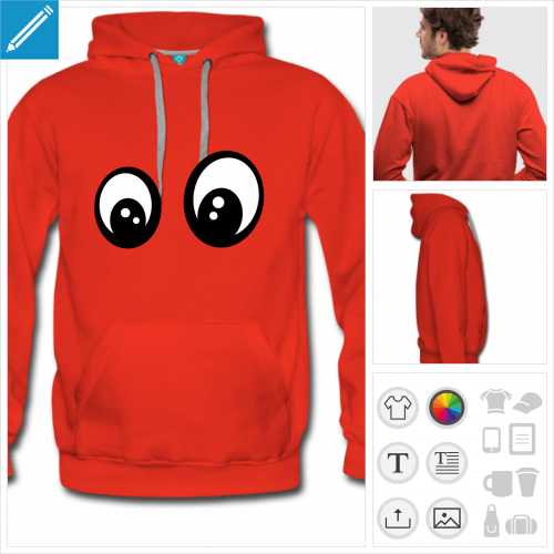 hoodie rouge yeux  imprimer en ligne