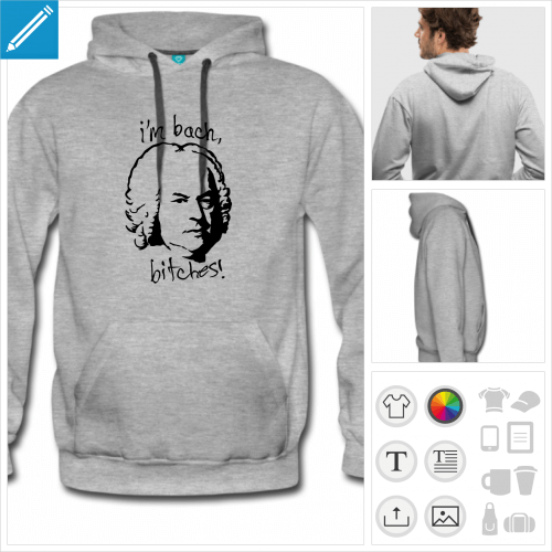 hoodie homme Bach personnalisable