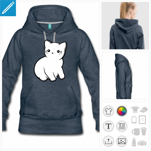 hoodie chaton kawaii  imprimer en ligne