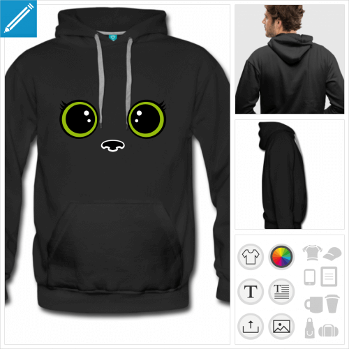 hoodie homme chat kawaii  imprimer en ligne