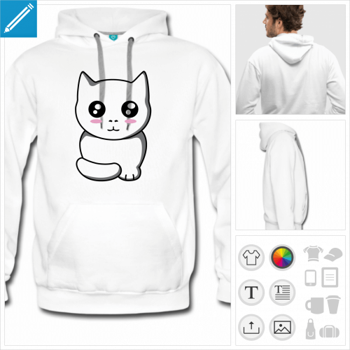 hoodie chat mignon  personnaliser, impression unique