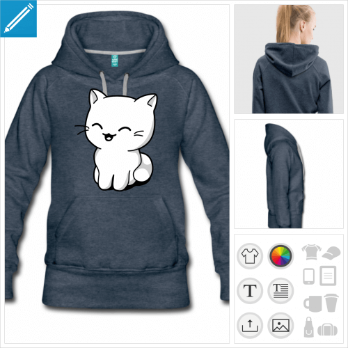 hoodie chaton kawaii  personnaliser