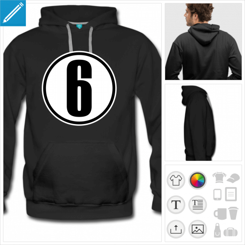 sweat  capuche Numro 6  personnaliser et imprimer en ligne