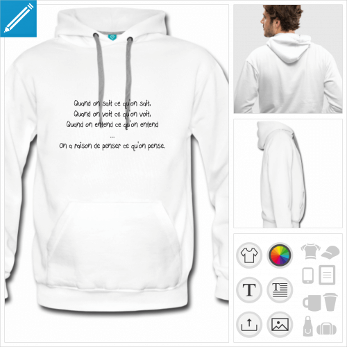 hoodie noir citations drles  personnaliser en ligne