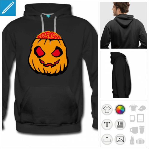 sweat homme citrouille halloween  personnaliser en ligne