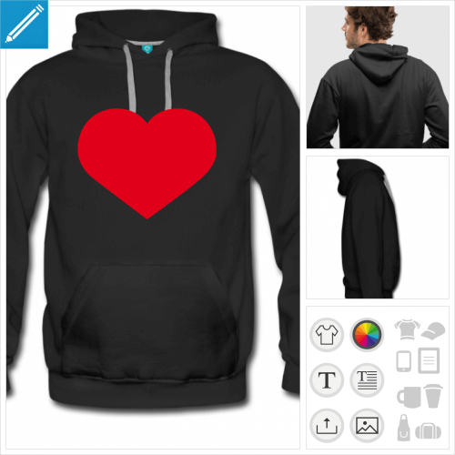 sweat  capuche I love  imprimer en ligne