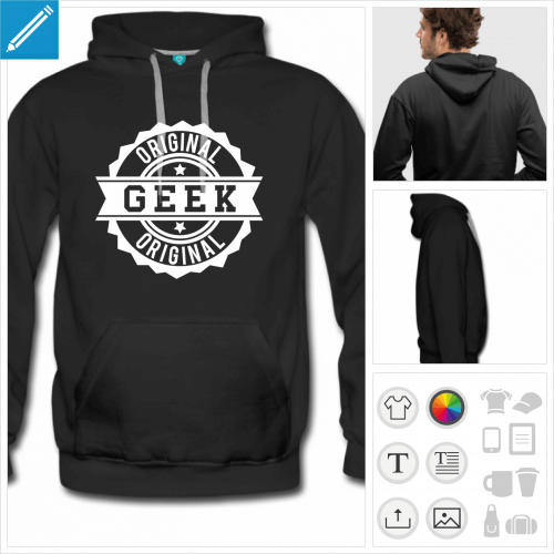 sweat homme geek vintage  crer en ligne