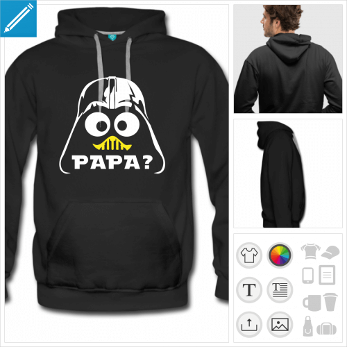 hoodie noir nerd  personnaliser