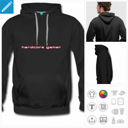 sweat homme gamer  personnaliser, impression unique