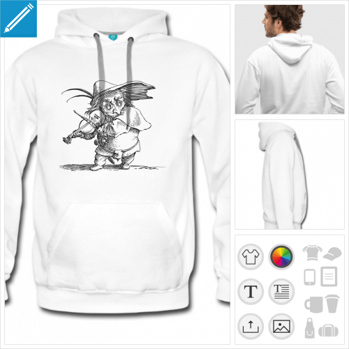 sweat  capuche violon  personnaliser en ligne