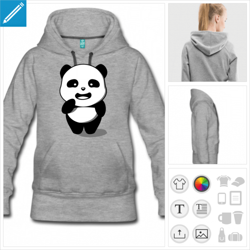 hoodie pour femme panda  imprimer en ligne