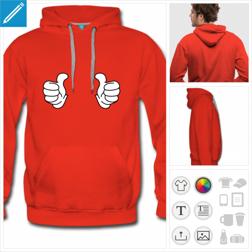 hoodie rouge pouces en l'air  crer soi-mme