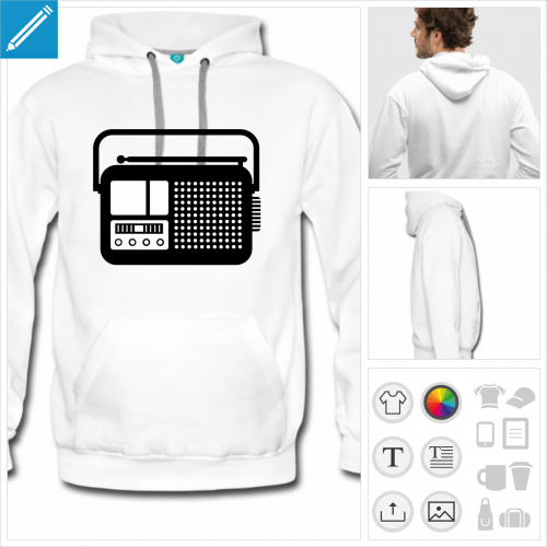 sweat homme poste radio  personnaliser, impression unique