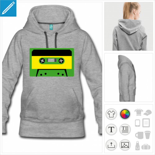 sweat-shirt gris cassette  imprimer en ligne