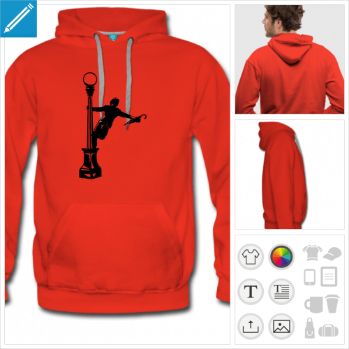 hoodie rouge chantons sous la pluie  personnaliser