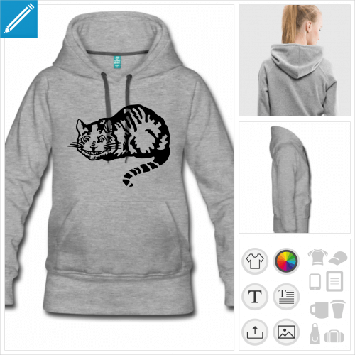 sweat  capuche chat Alice  personnaliser