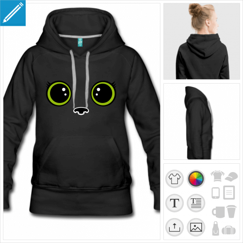 hoodie pour femme chaton kawaii  imprimer en ligne