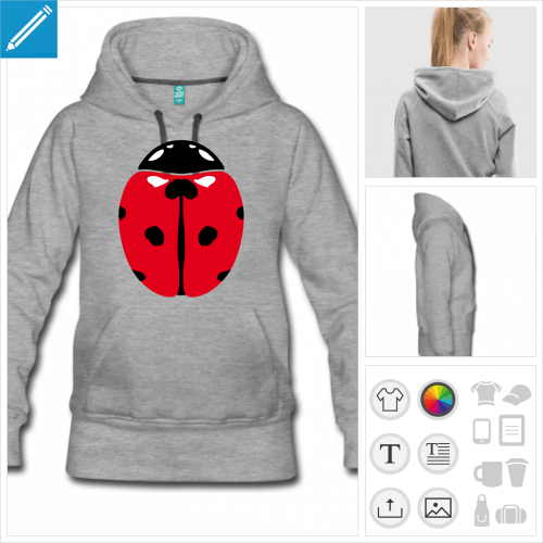 hoodie pour femme coccinelle  personnaliser, impression unique