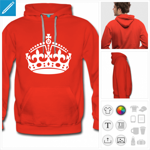 sweat  capuche keep calm  complter personnalisable, impression  l'unit