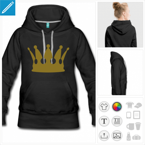 hoodie femme couronne  imprimer en ligne