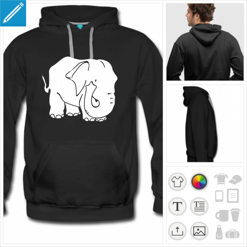 hoodie homme gros lphant  crer soi-mme