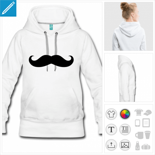 hoodie pour femme moustache à créer soi-même
