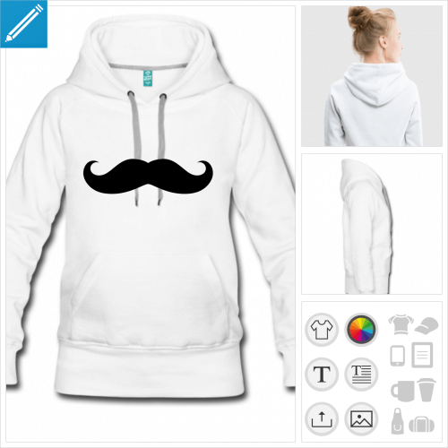 hoodie pour femme moustache  crer soi-mme