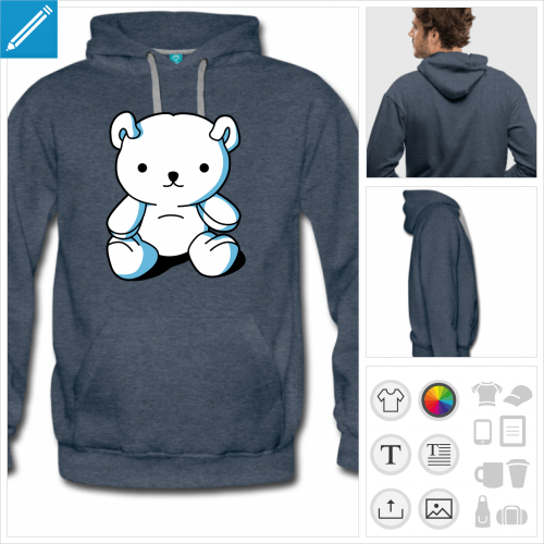 hoodie homme nounours  imprimer en ligne