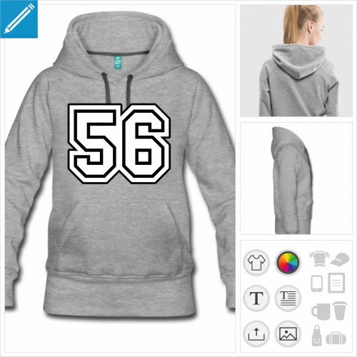 sweat-shirt gris Nombre 56  personnaliser