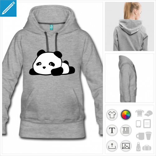 sweat-shirt gris panda  imprimer en ligne