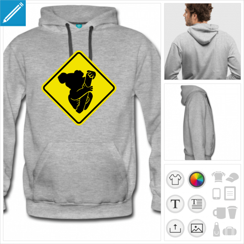 hoodie homme koala  personnaliser en ligne