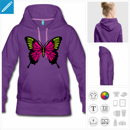 hoodie ailes de papillon personnalisable