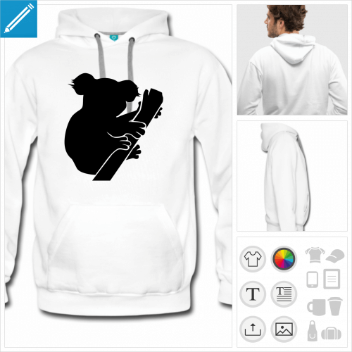 sweat-shirt homme koala branche  crer soi-mme