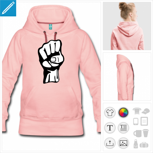 sweat  capuche poing  crer en ligne