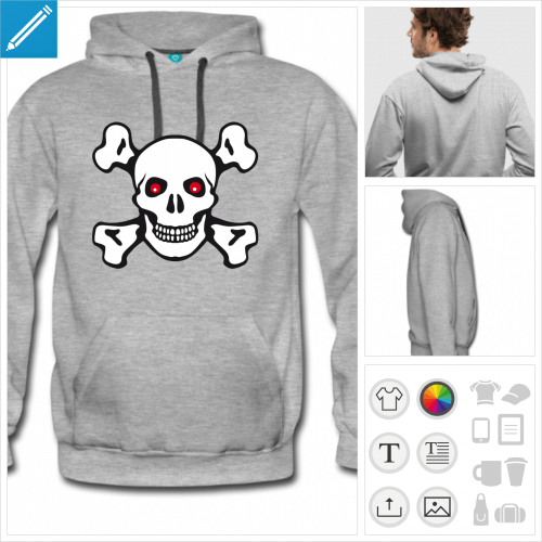 sweat-shirt homme drapeau pirate  imprimer en ligne