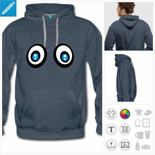 sweat  capuche yeux fantaisie  crer en ligne