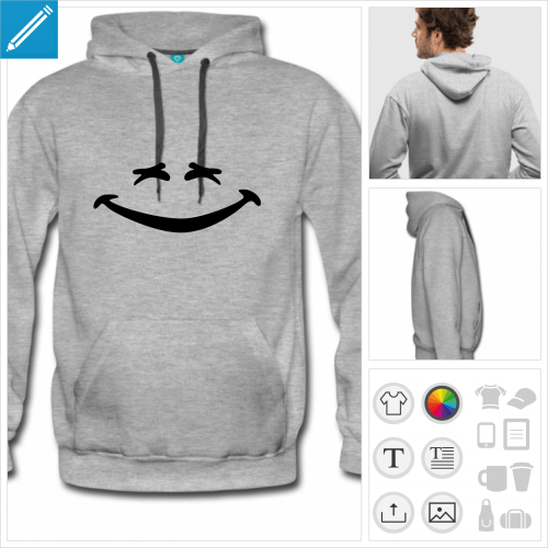 hoodie homme smiley rigolo  imprimer en ligne