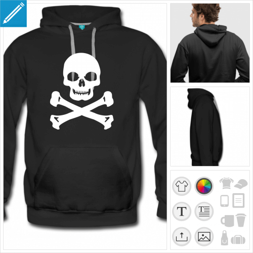 sweat  capuche drapeau pirate personnalisable