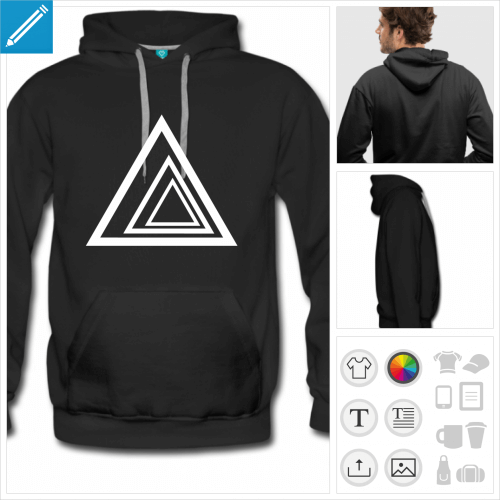 sweat  capuche triangles  crer soi-mme