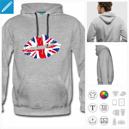 sweat  capuche i love uk  personnaliser et imprimer en ligne