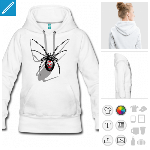 sweat  capuche spider  imprimer en ligne